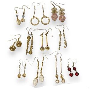 Bundle Handmade Upcycled Sparkly Crystal Dangle Rhinestone Earrings Vintage